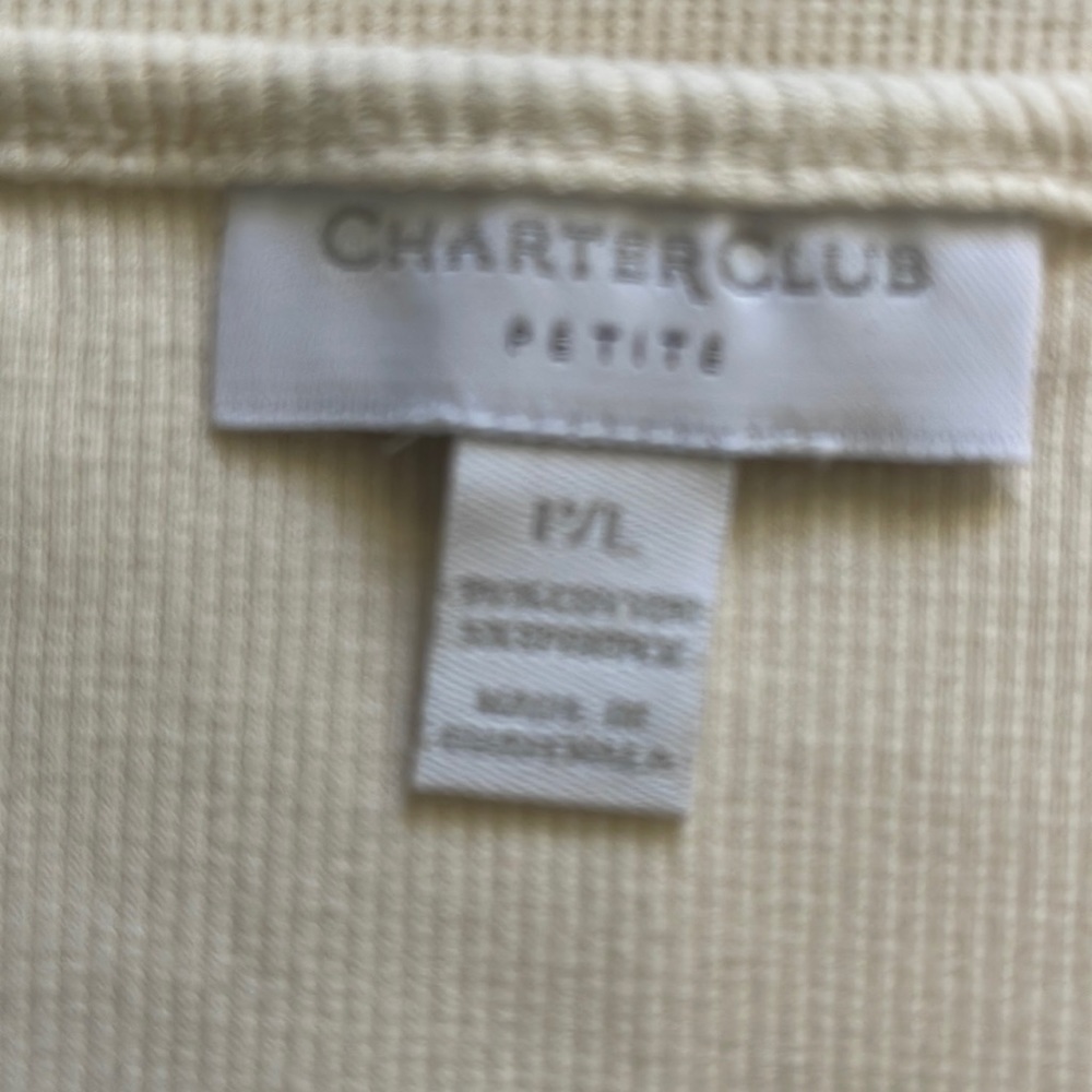 NWOT Two Charter Club Lace appliqué trimmed v-neck ribbed tank tops Petite/Lg - Picture 6 of 8